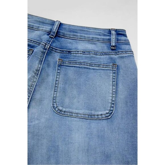 Women’s High Stretch Light Blue Jeans Mid Rise Casual Pants with Pockets - Picture 9 of 12